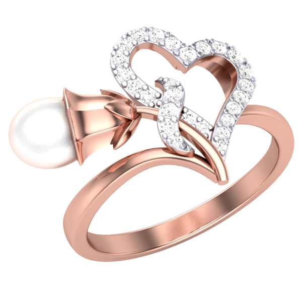 Sahi Love Heart Enamel Bow Adjustable Ring