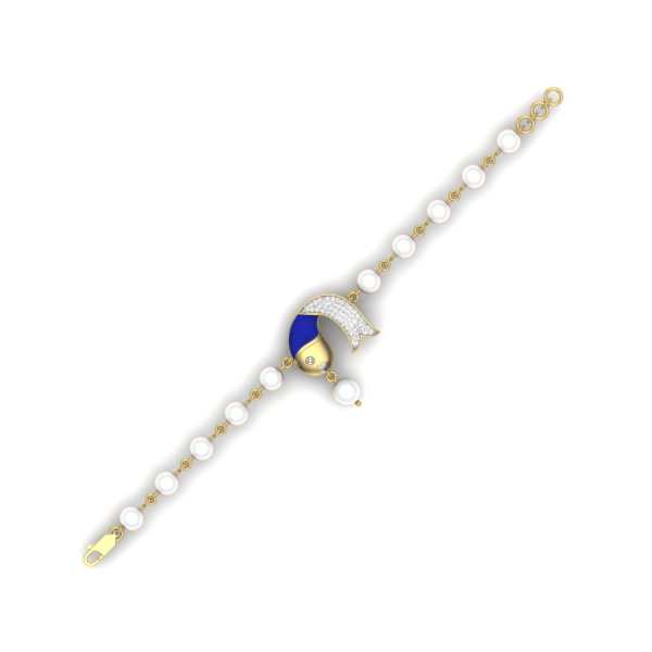 Fish Shape with Pearl Diamond Bracelet | Kasturidiamond.com