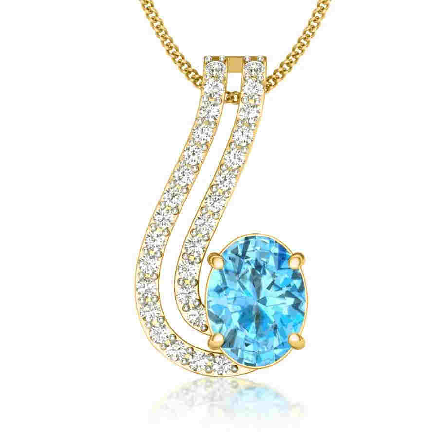 Trendy Aqua Diamond Pendant