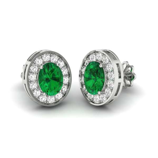 Green With White Diamond Earri