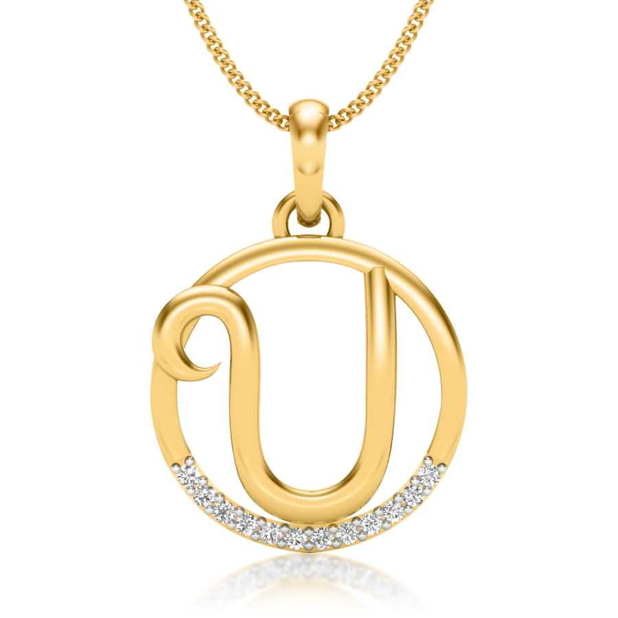 Letter U Diamond Pendant