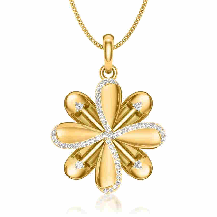 Golden Flower Diamond Pendant