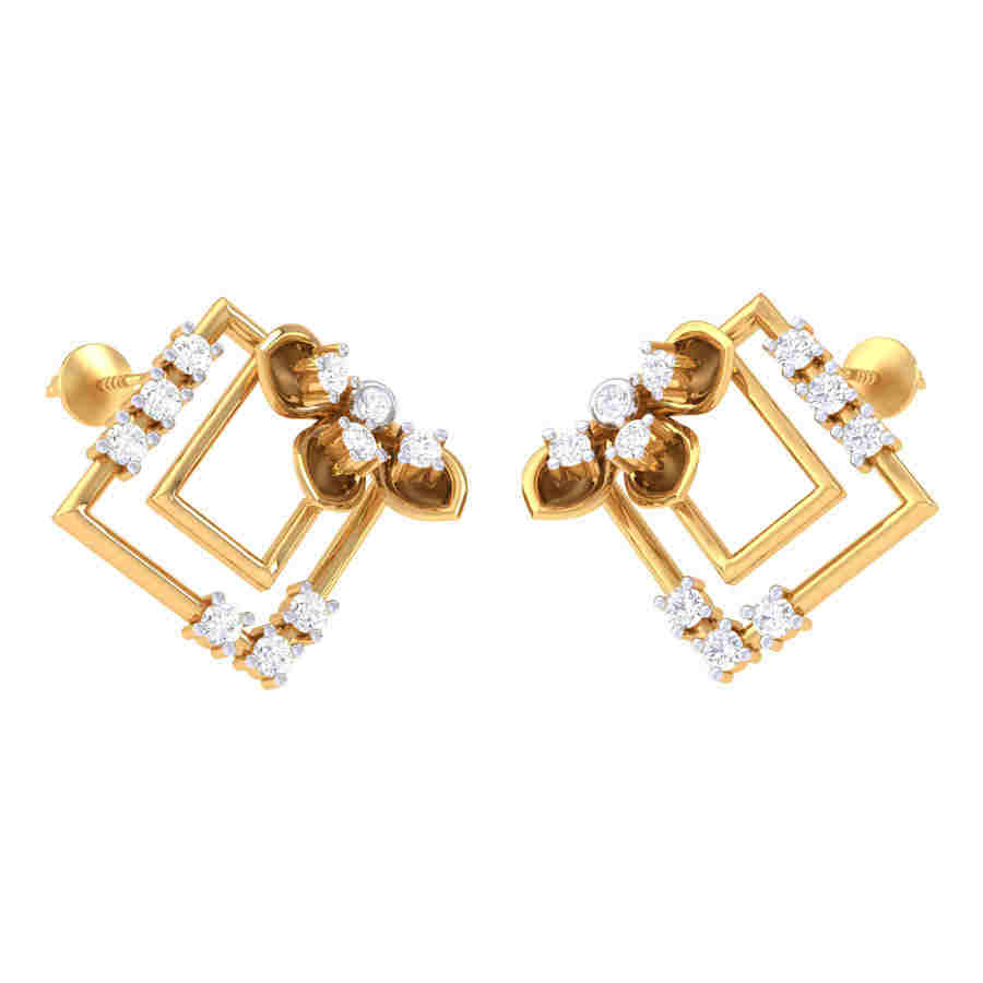 Fancy Designed Diamond Earring