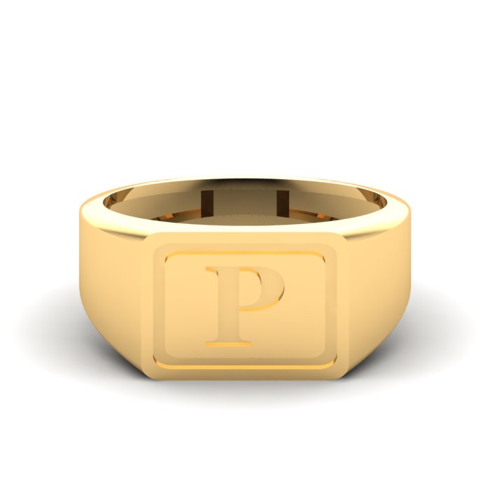 Stylish P Letter Gold RIng | kasturidiamond.com