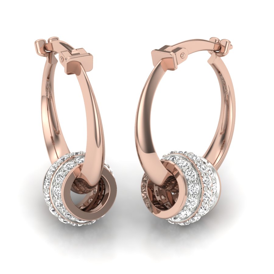 Dangling Diamond Hoop Earrings