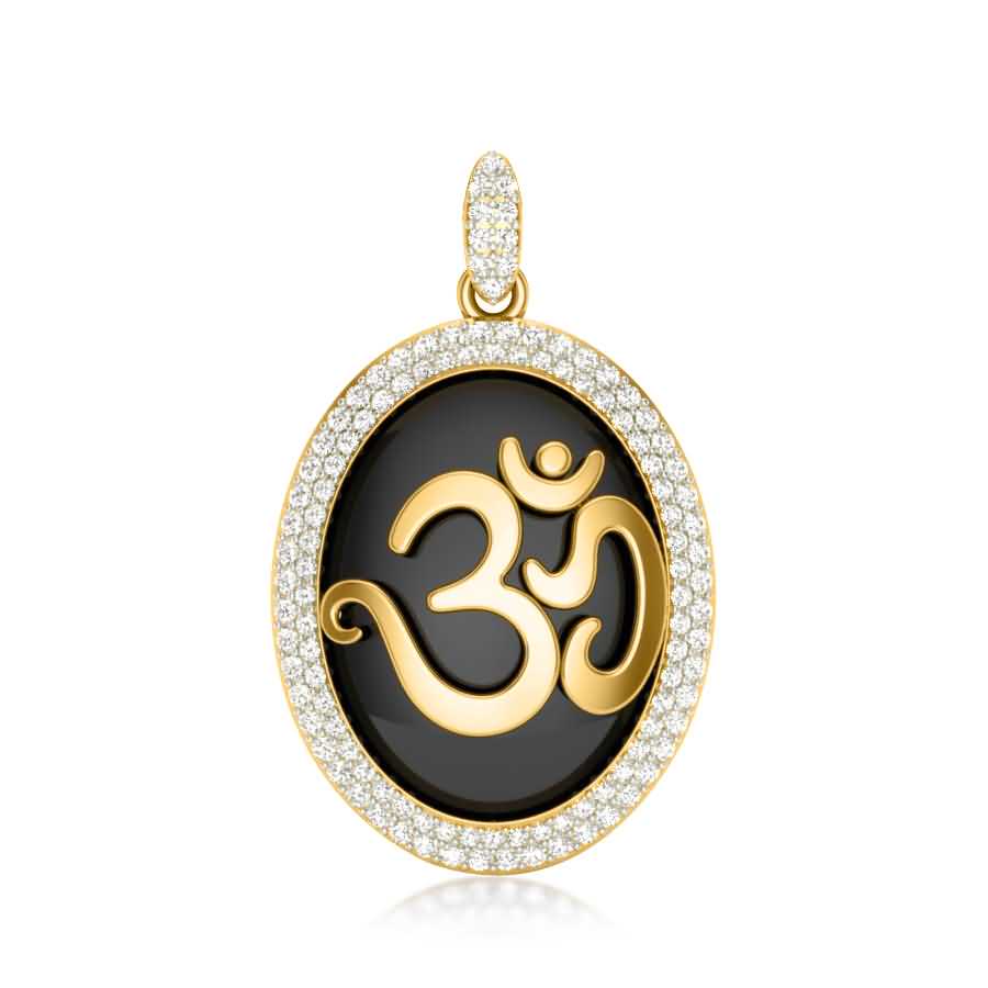 OM In Studded Circle Pendant